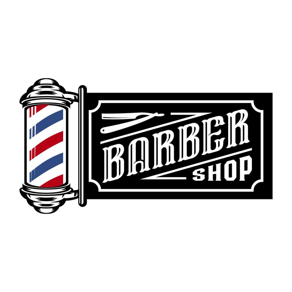 barber shop pole label illustration vector