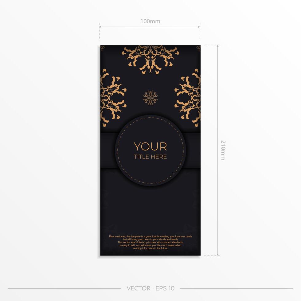 Stylish Preparing postcards in black with Indian patterns. Template for print design invitation card with mandala ornament. vector
