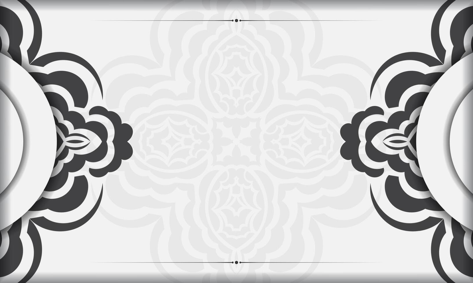 White banner template of gorgeous vector patterns with mandala ornaments and place for your text. Print-ready invitation design with mandala ornament.