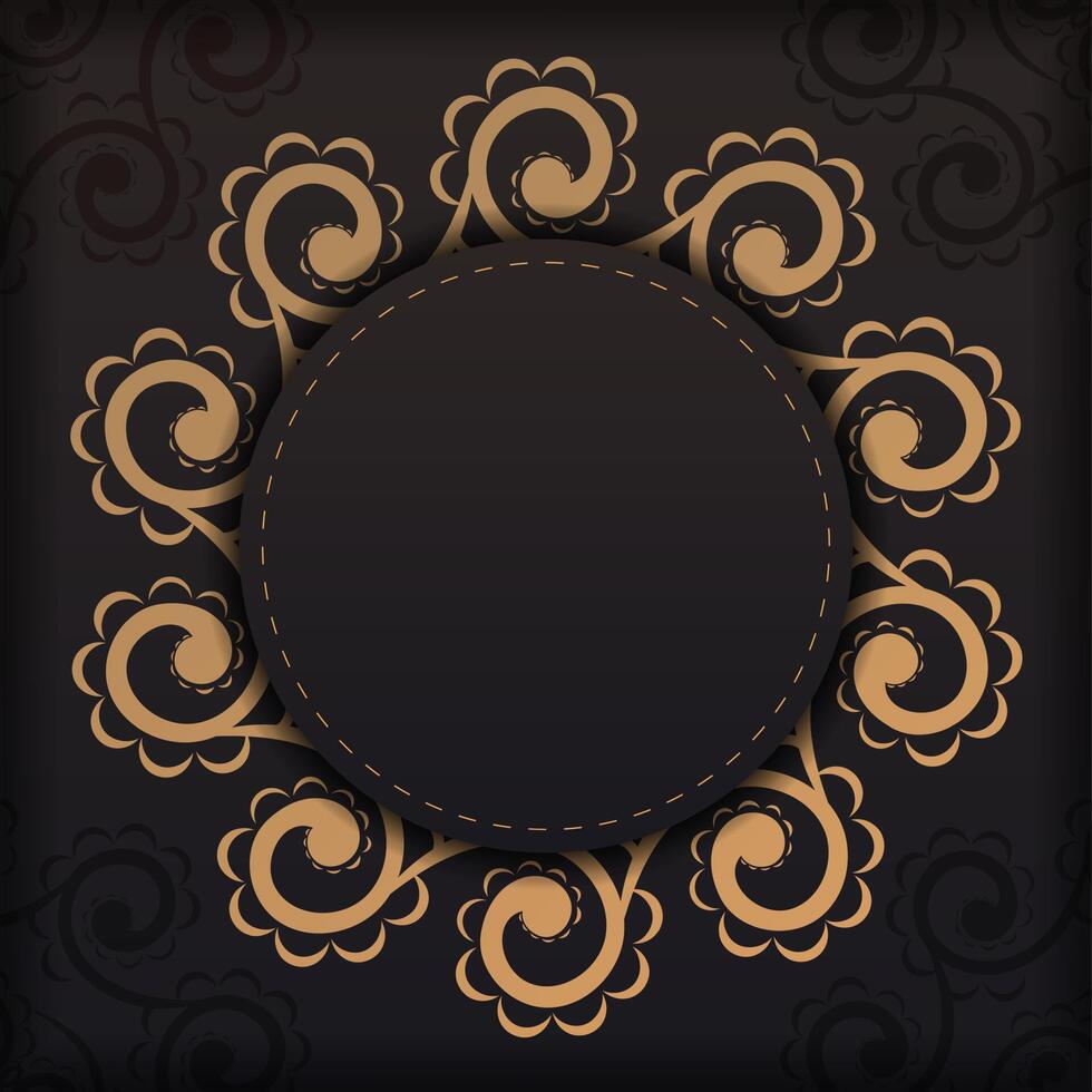 Golden frame with swirls on black background vector