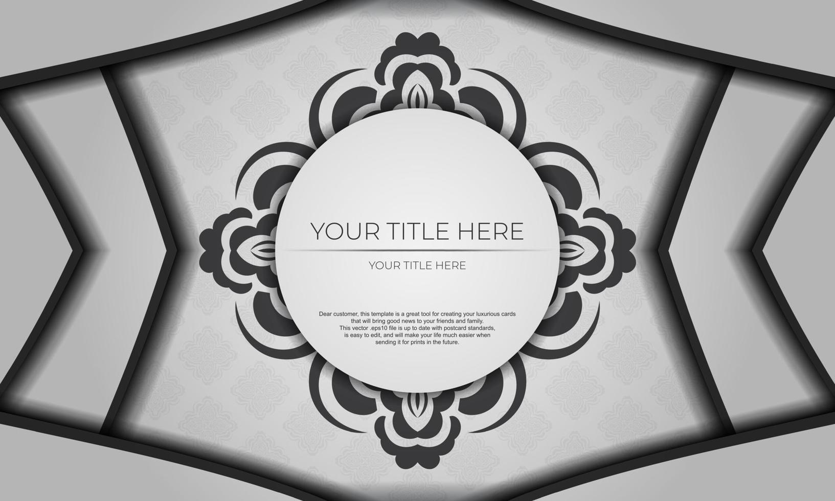 White banner of gorgeous vector patterns with mandala ornaments for your design. Vector design of invitation card with mandala patterns.