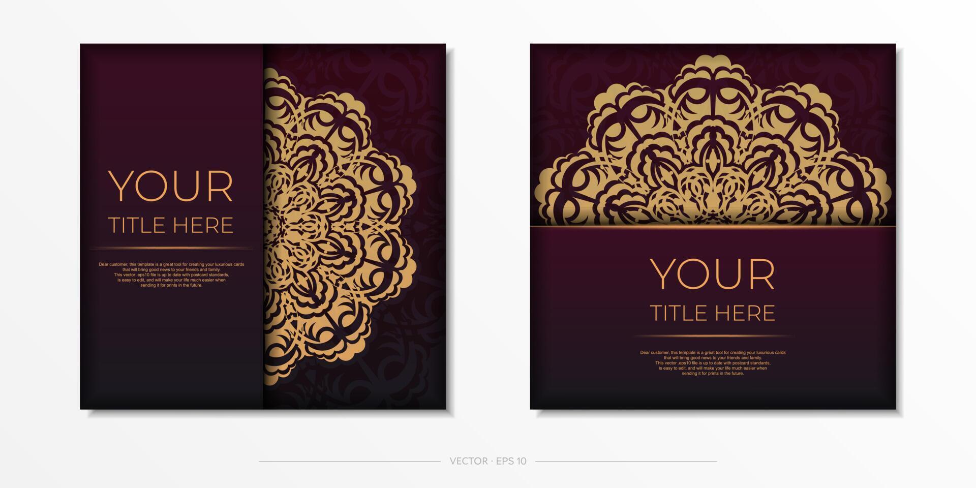 Two business cards with gold and purple designs vector