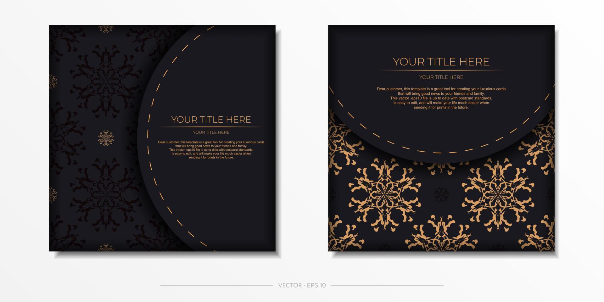 conjunto de postales vectoriales en color negro con motivos indios. diseño de tarjeta de invitación con adorno de mandala. vector