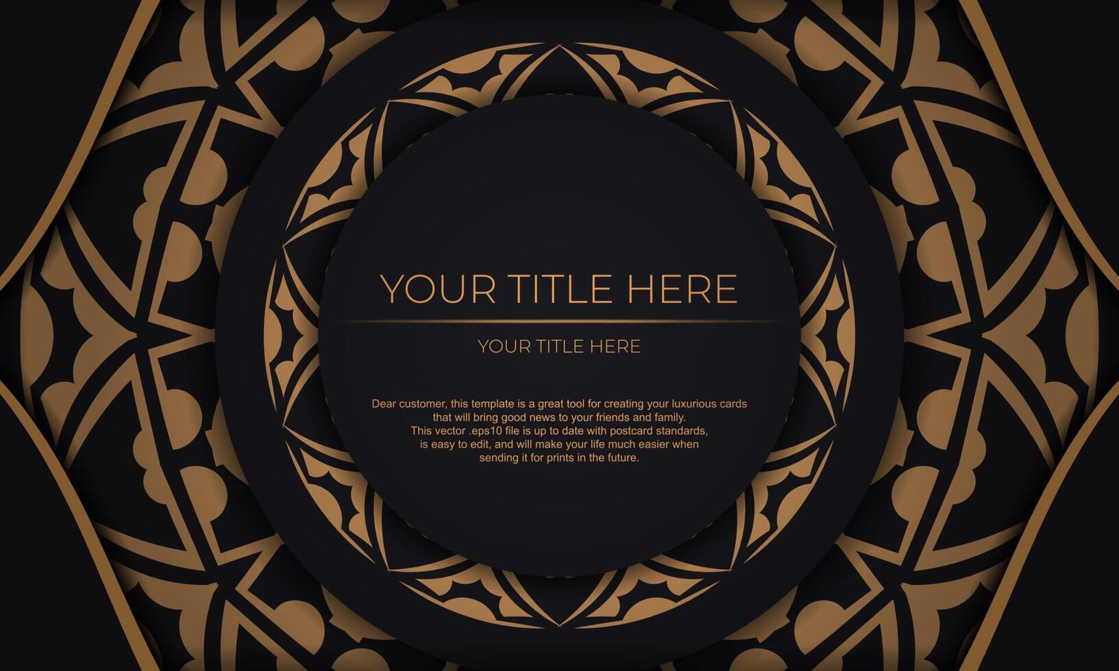 Golden frame with a black background and a place for your text vector
