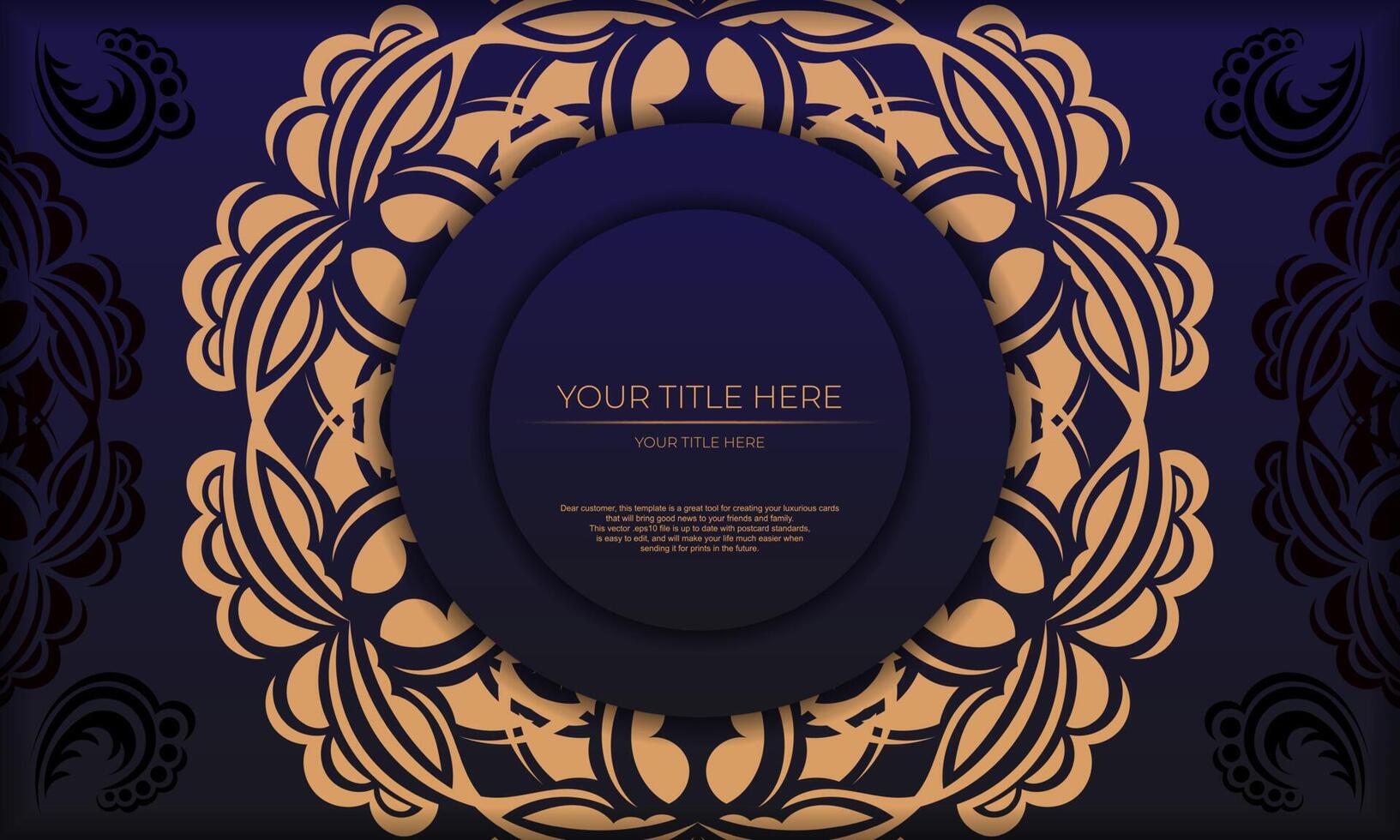 Print-ready invitation design with luxurious ornaments. Purple banner template with greek luxury ornaments and place for your text. vector