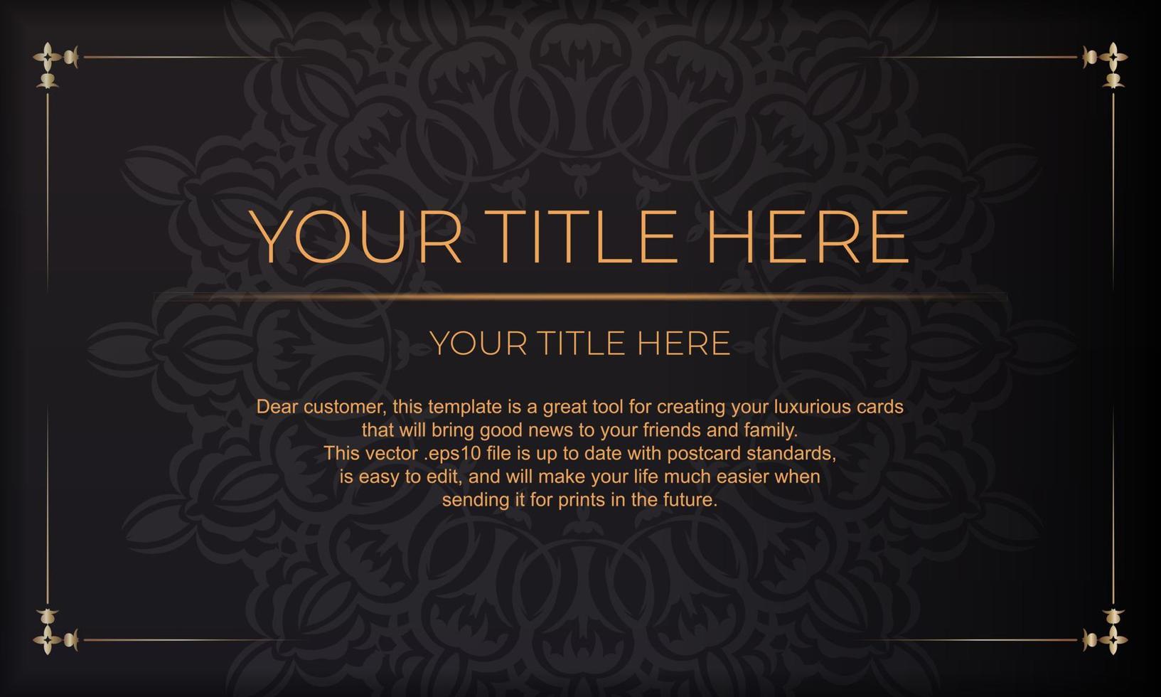 Luxurious banner with vintage ornaments and place for your text. Invitation card design with mandala patterns. vector