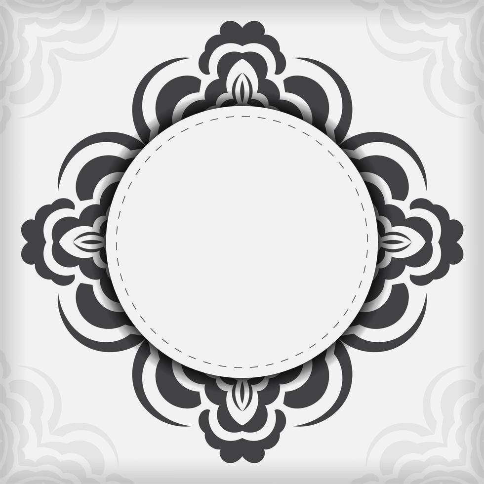 vector de lujo preparando tarjetas de felicitación colores blancos con adornos indios. plantilla para diseño de tarjeta de invitación imprimible con patrones de mandala.