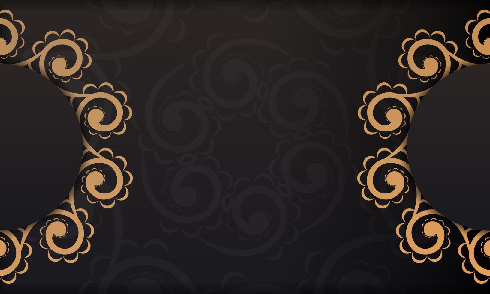 Black background gorgeous vector mandala patterns with vintage ornaments and place for your text. Invitation card design with mandala ornament.