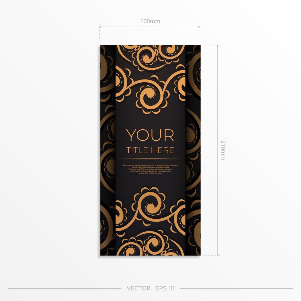 A black and gold business card with a gold pattern vector