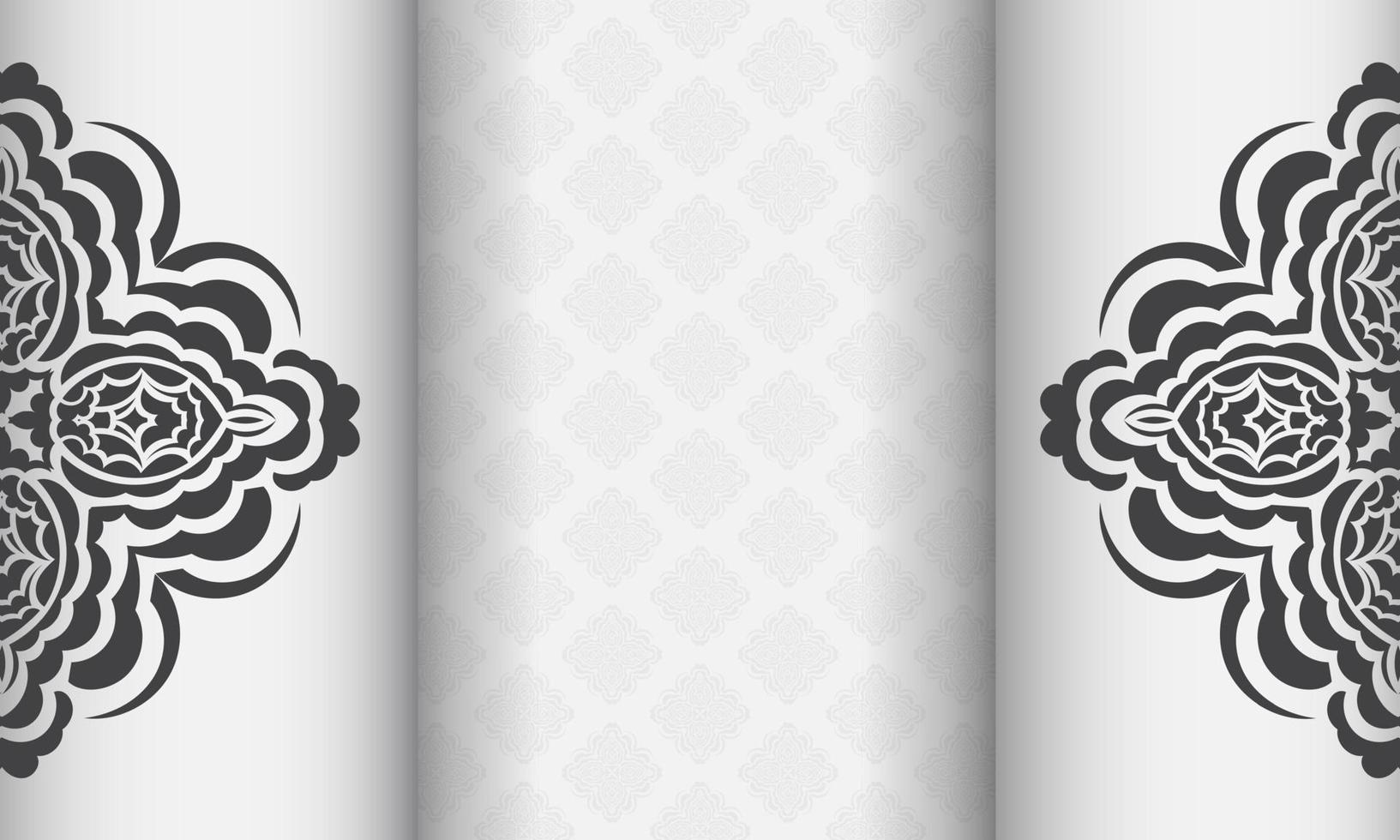 bandera blanca de hermosos patrones vectoriales con adornos de mandala y lugar debajo del texto. diseño de invitación listo para imprimir con patrones de mandala. vector