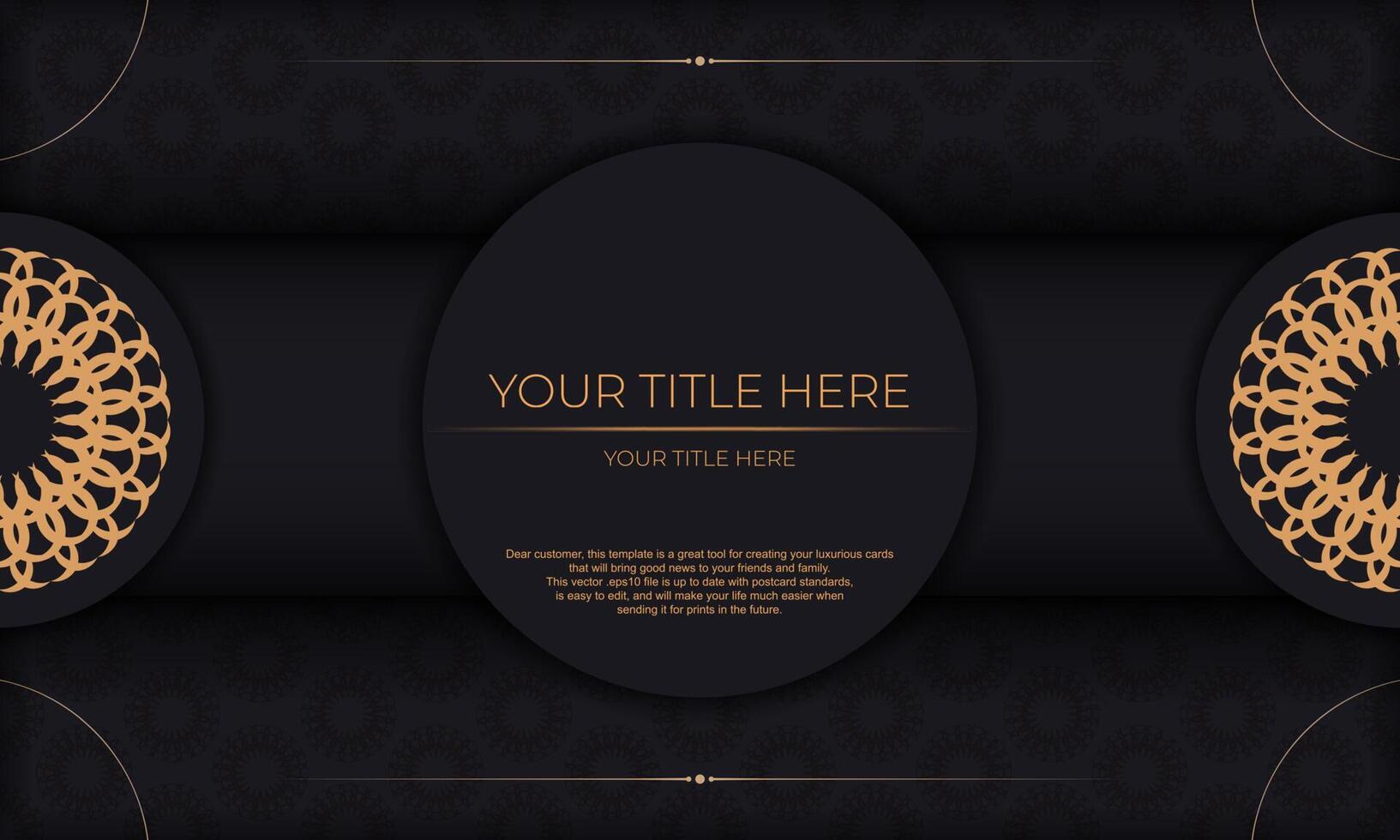 Luxury black and gold background with ornate pattern vector