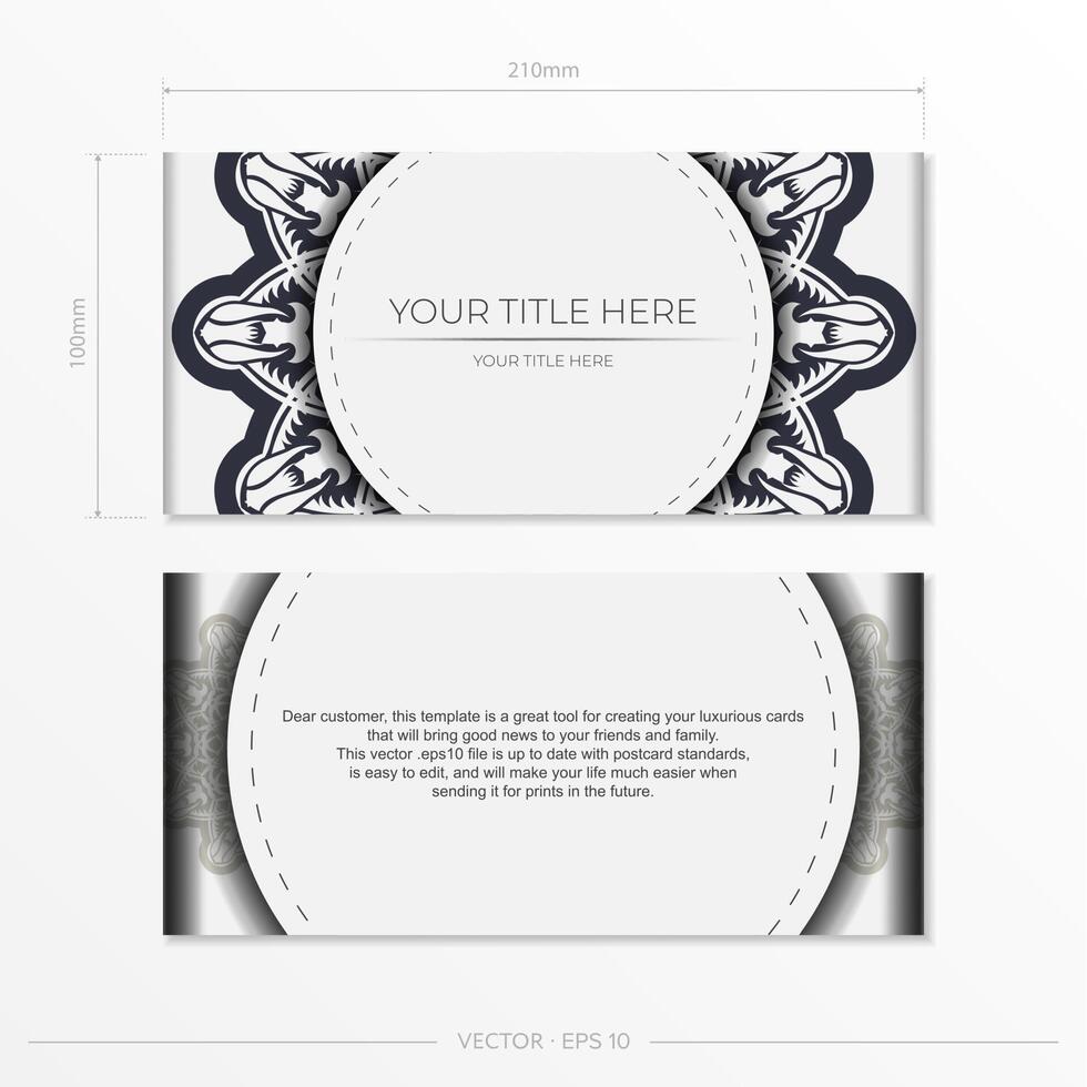 Vintage Preparing postcards in white with abstract patterns. Vector Template for printing design invitation card with vintage ornament.