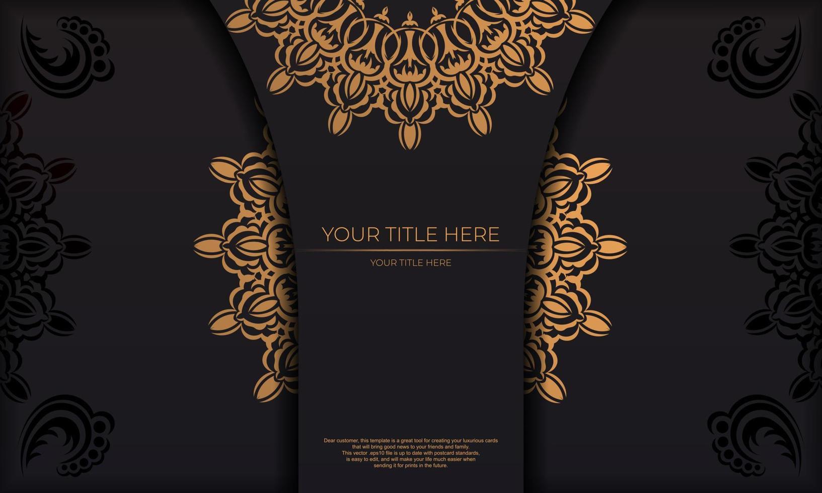 Luxury banner template with vintage ornaments and place for your design. Invitation card design with mandala patterns. vector