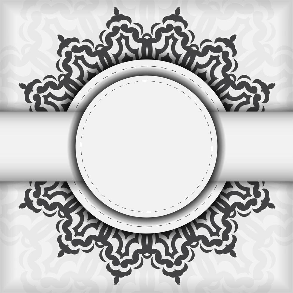 Vector postcards in white with black ornaments. Invitation card design with mandala patterns.