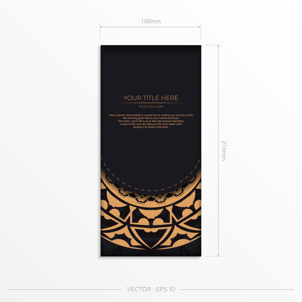 Black and gold card template with ornate pattern vector