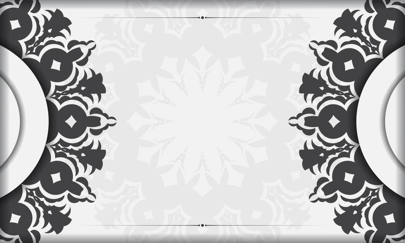 Print-ready invitation design with luxurious ornaments. White banner template with greek luxury ornaments and place for your text. vector