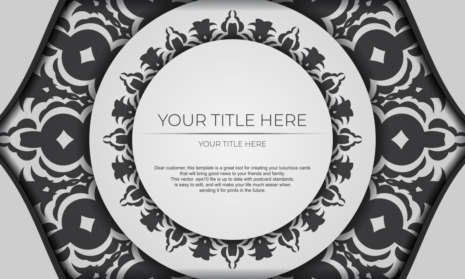 A black and white circular frame with a floral pattern vector