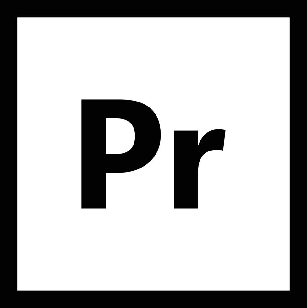 icono de Adobe Premiere Pro sobre fondo blanco. símbolo de relaciones públicas. estilo plano vector