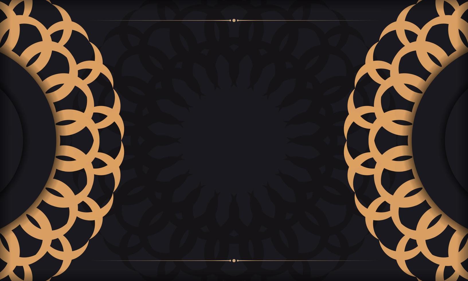 diseño de tarjetas de invitación con patrones lujosos. banner de plantilla negra con adornos de lujo griegos y lugar para su diseño. vector