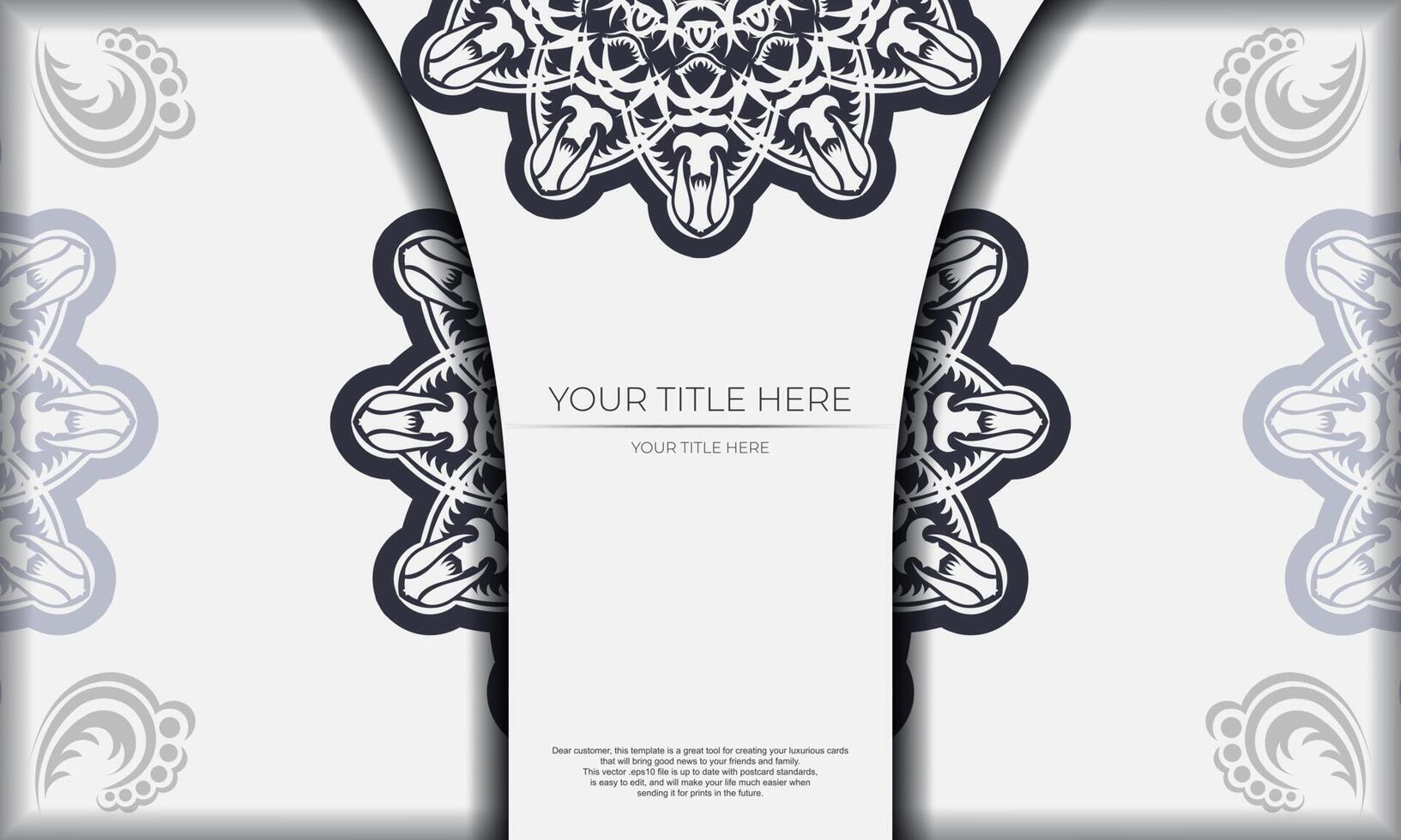A black and white card with a floral pattern vector