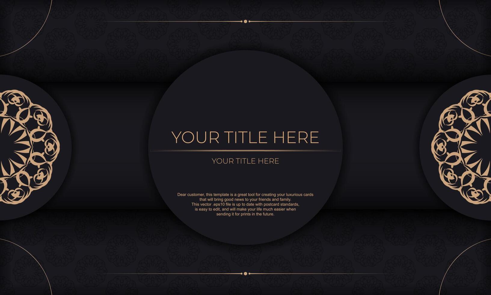 Luxury black and gold background with ornate pattern vector