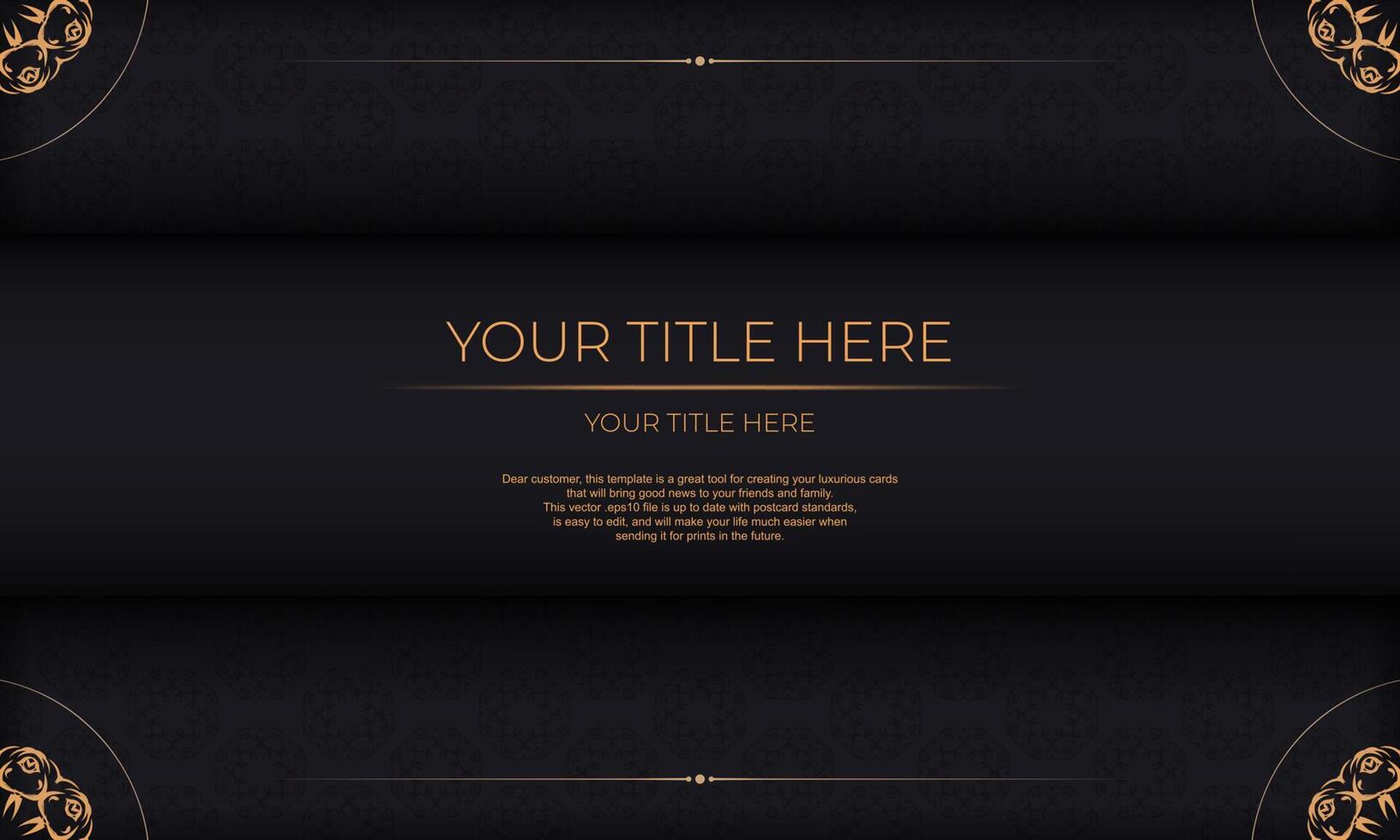 Luxury black and gold background with ornate pattern vector