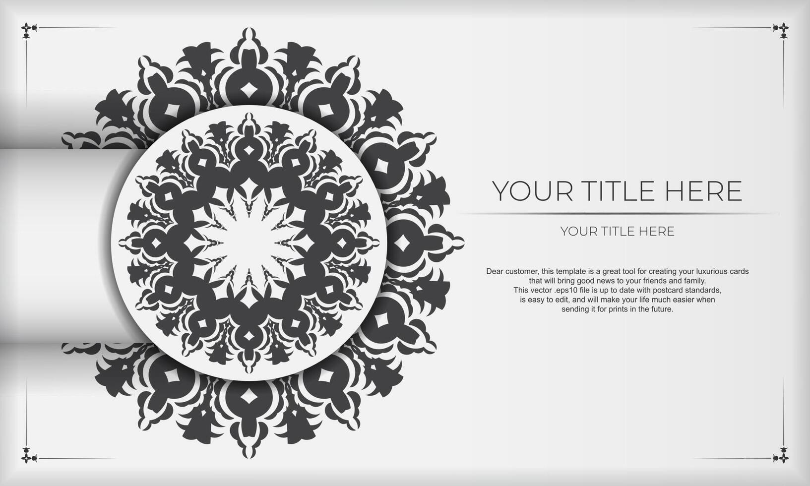 Vector design of invitation card with luxurious patterns. White banner with greek luxury ornaments for your design.