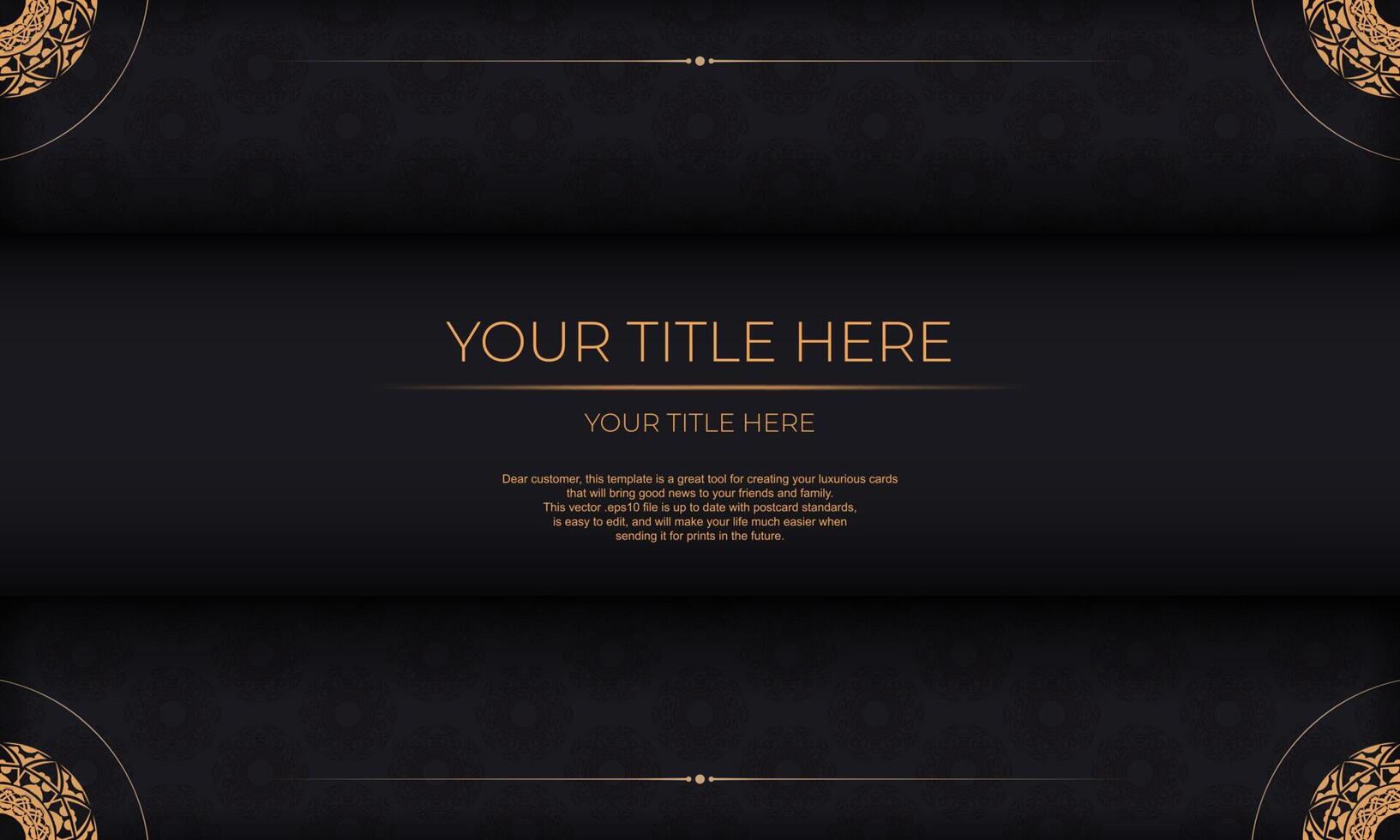 Luxury black and gold background with ornate pattern vector