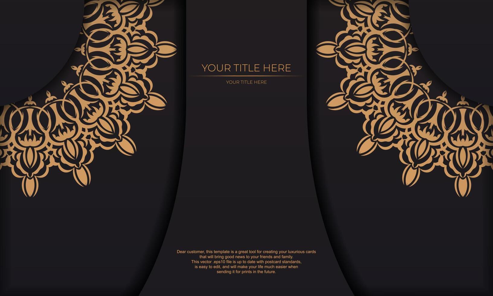 Luxury banner template with vintage ornaments and place for your design. Invitation card design with mandala patterns. vector