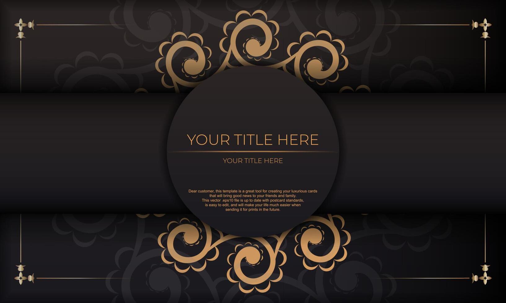 Luxury vintage black and gold background with ornate pattern vector