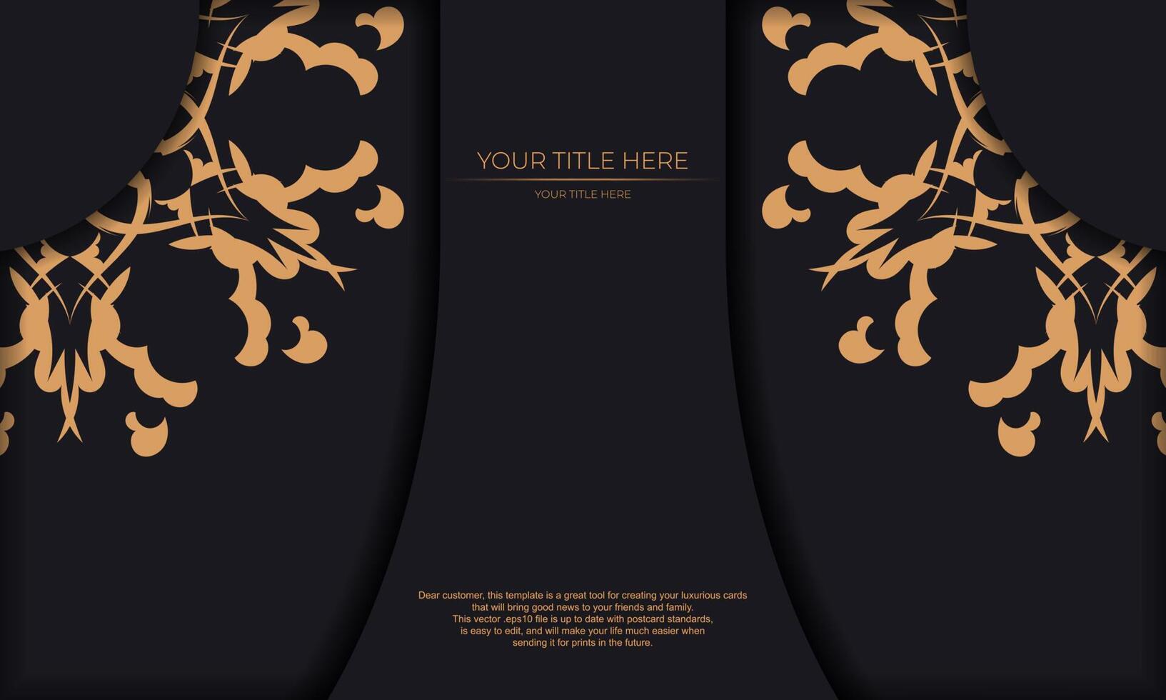 Black template banner with Indian ornaments and place under the text. Template for design printable invitation card with mandala patterns. vector