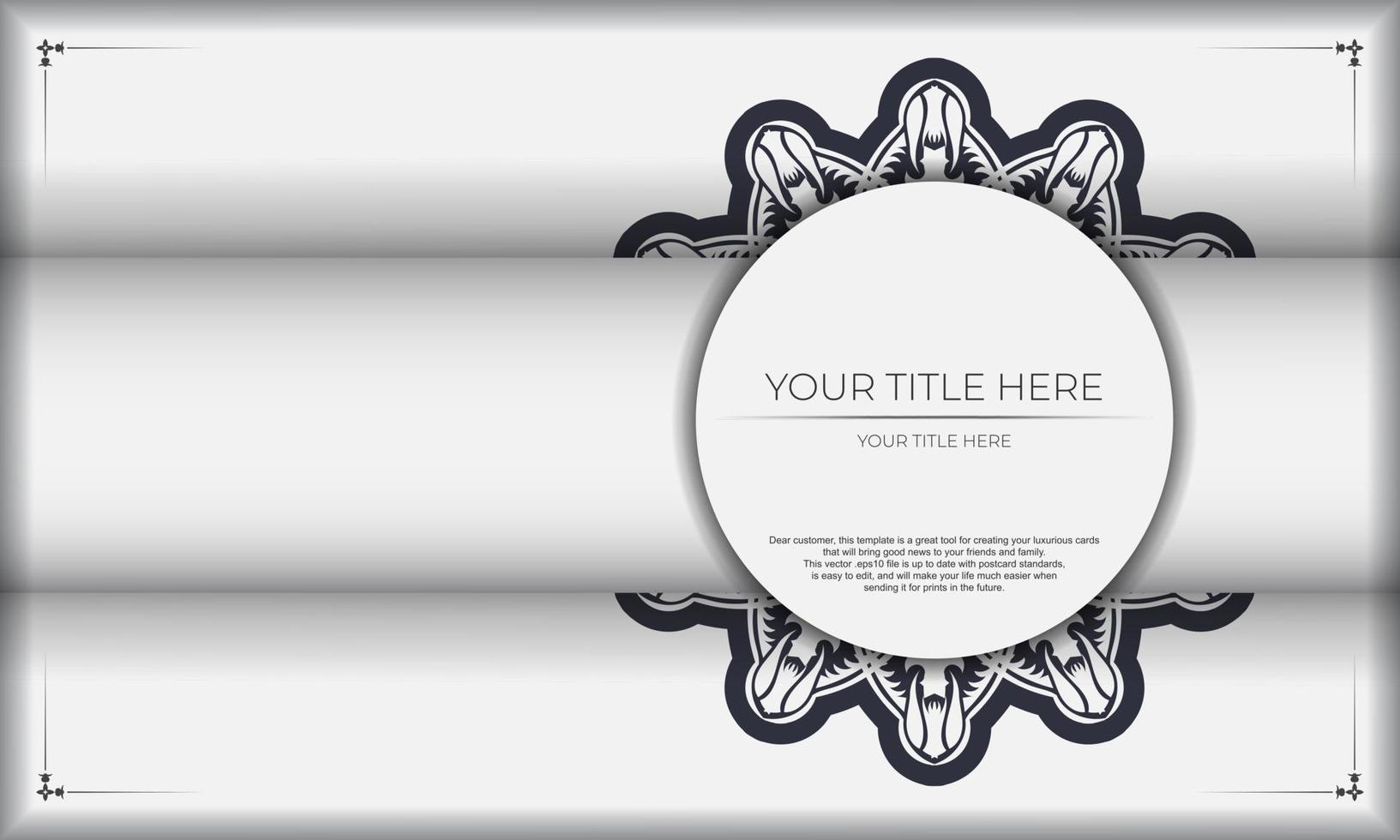 banner de lujo blanco con adornos abstractos y lugar para el texto. diseño de tarjetas de invitación con motivos antiguos. vector