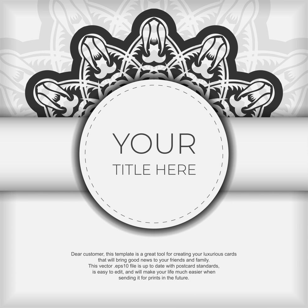 Vintage Preparing postcards in white with abstract patterns. Template for print design invitation card with vintage ornament. vector