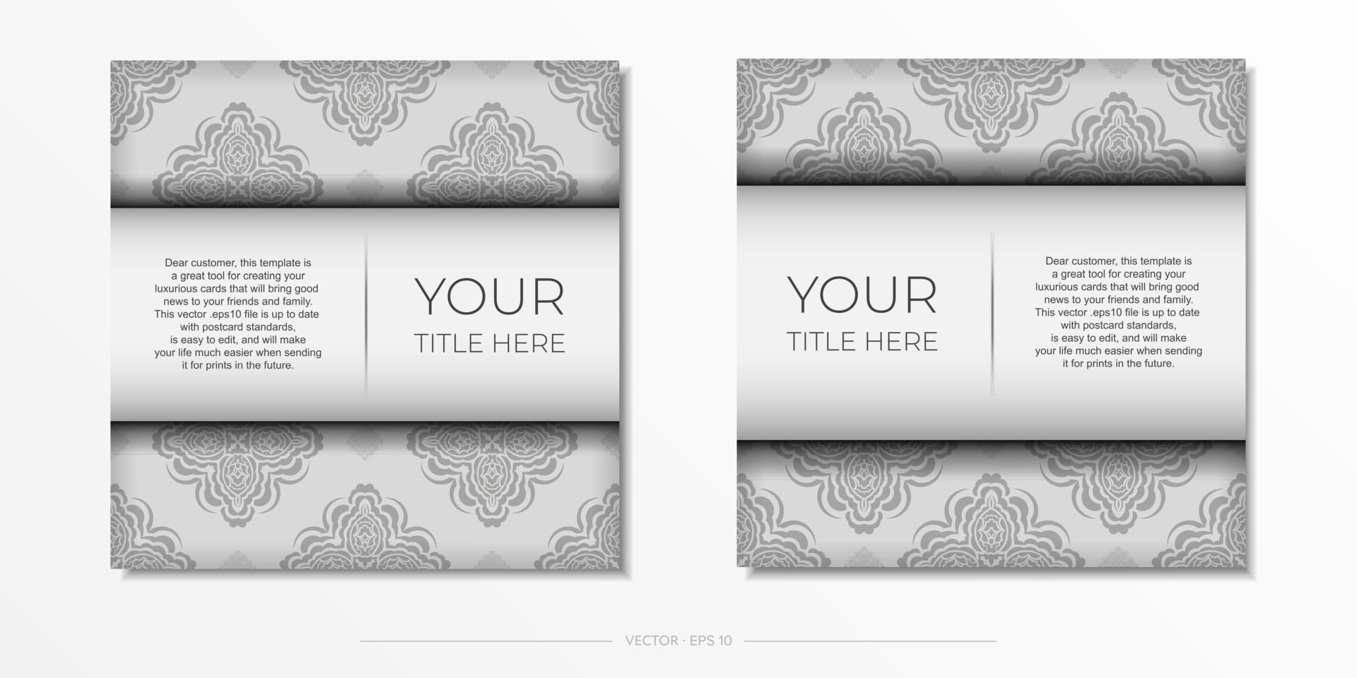 vector preparando postales colores blancos con motivos indios. plantilla para tarjeta de invitación de diseño de impresión con adorno de mandala.