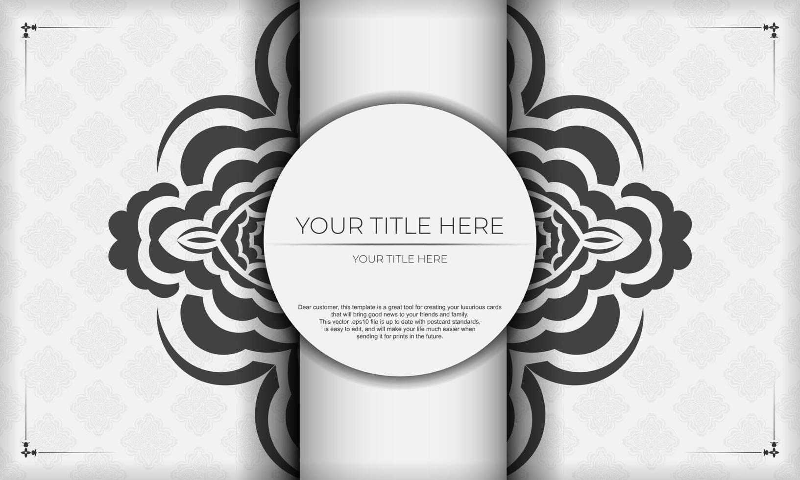 White background gorgeous vector mandala patterns with vintage ornaments and place for your design. Template for print design invitation card with mandala ornament.