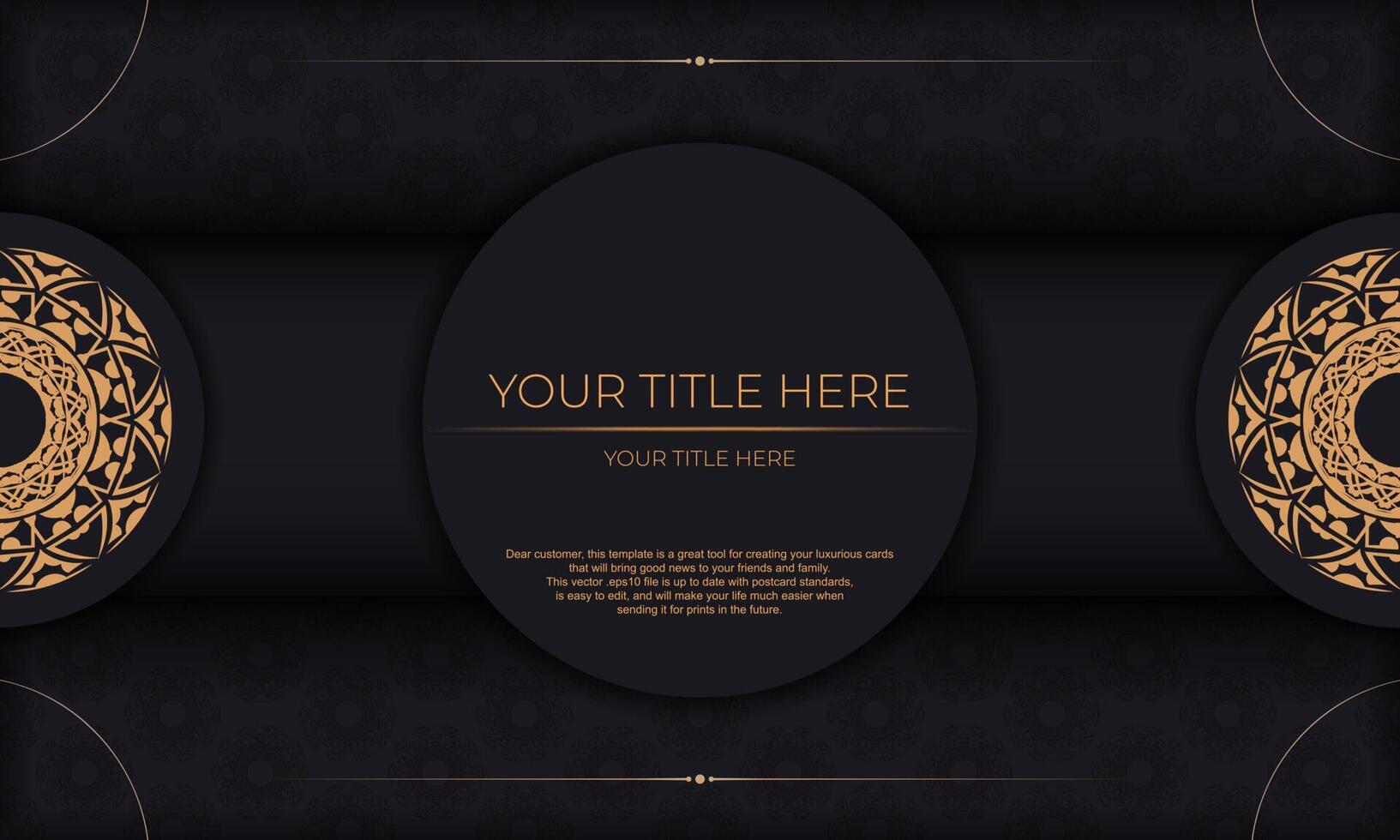 Luxury black and gold background with ornate pattern vector