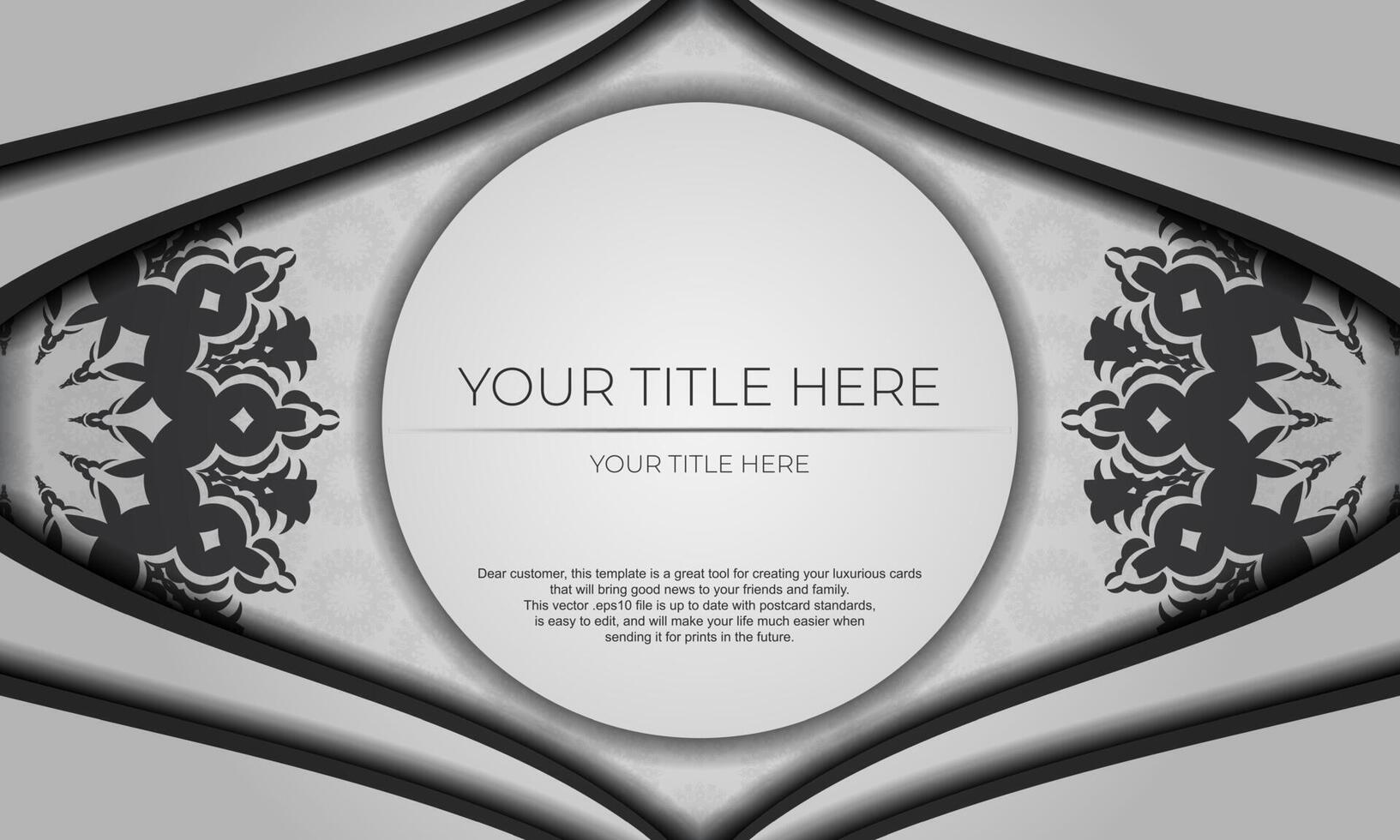 Invitation card design with luxurious ornaments. White background with greek luxury vintage ornaments and place for your text. vector