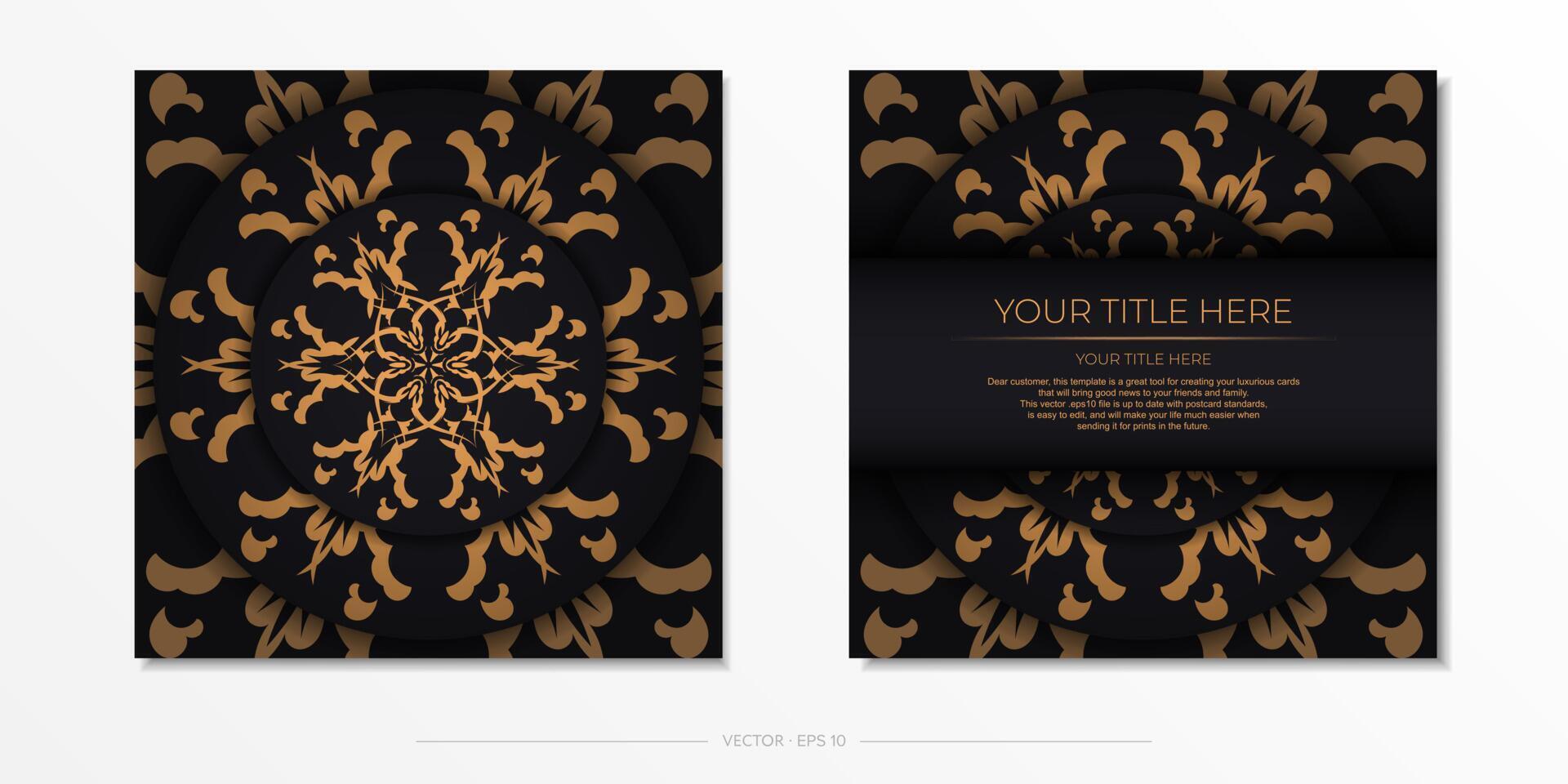 juego de postales en color negro con adornos indios. diseño de tarjetas de invitación con patrones de mandala. vector