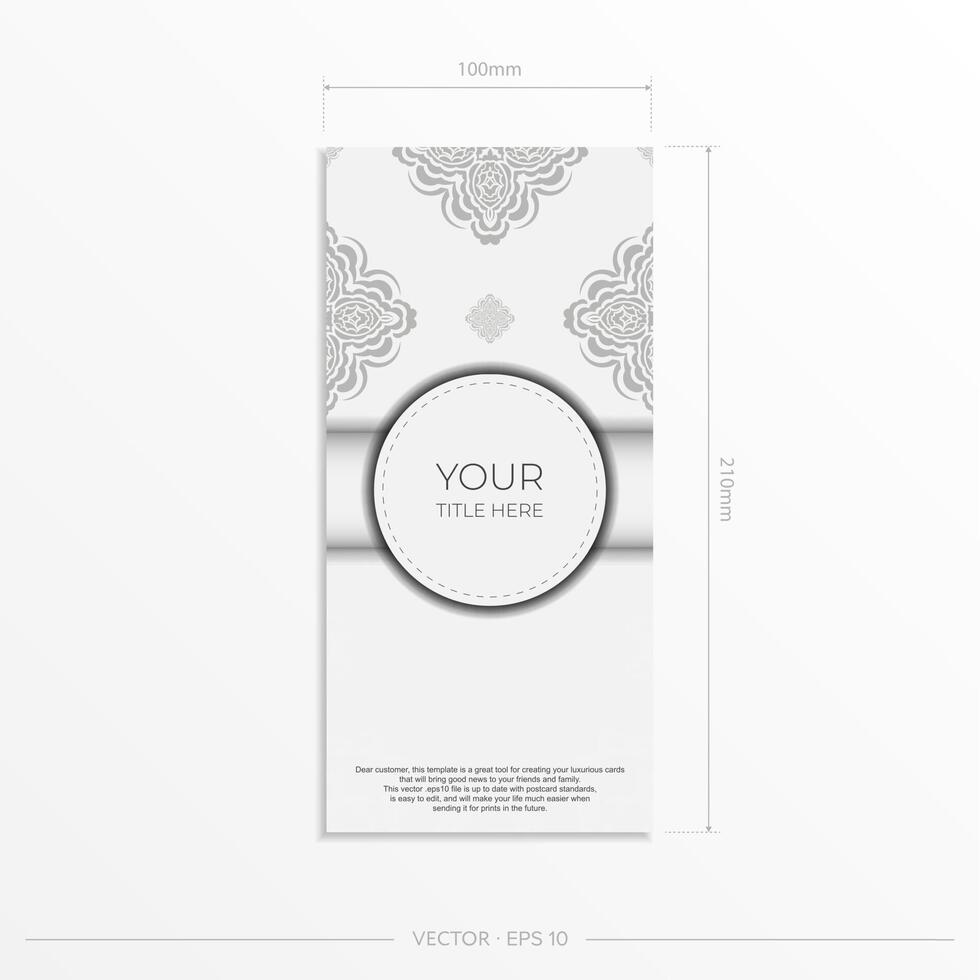 Luxurious postcards White colors with Indian patterns. Invitation card design with mandala ornament. vector