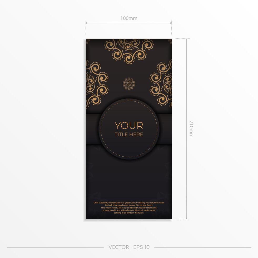 Black and gold card template with ornate design vector