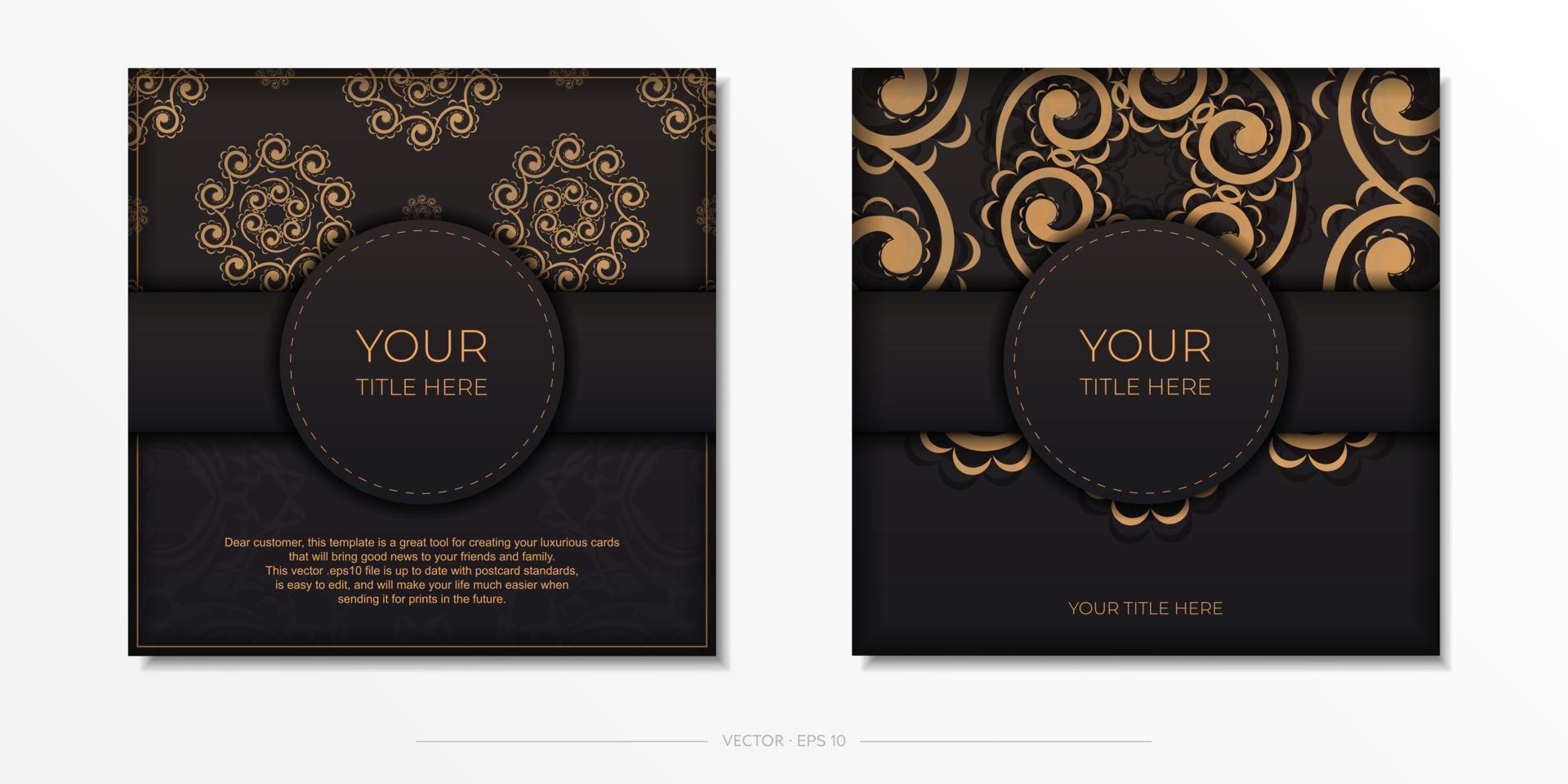 vector cuadrado preparando postales en color negro con motivos indios. plantilla para tarjeta de invitación de diseño de impresión con adorno de mandala.