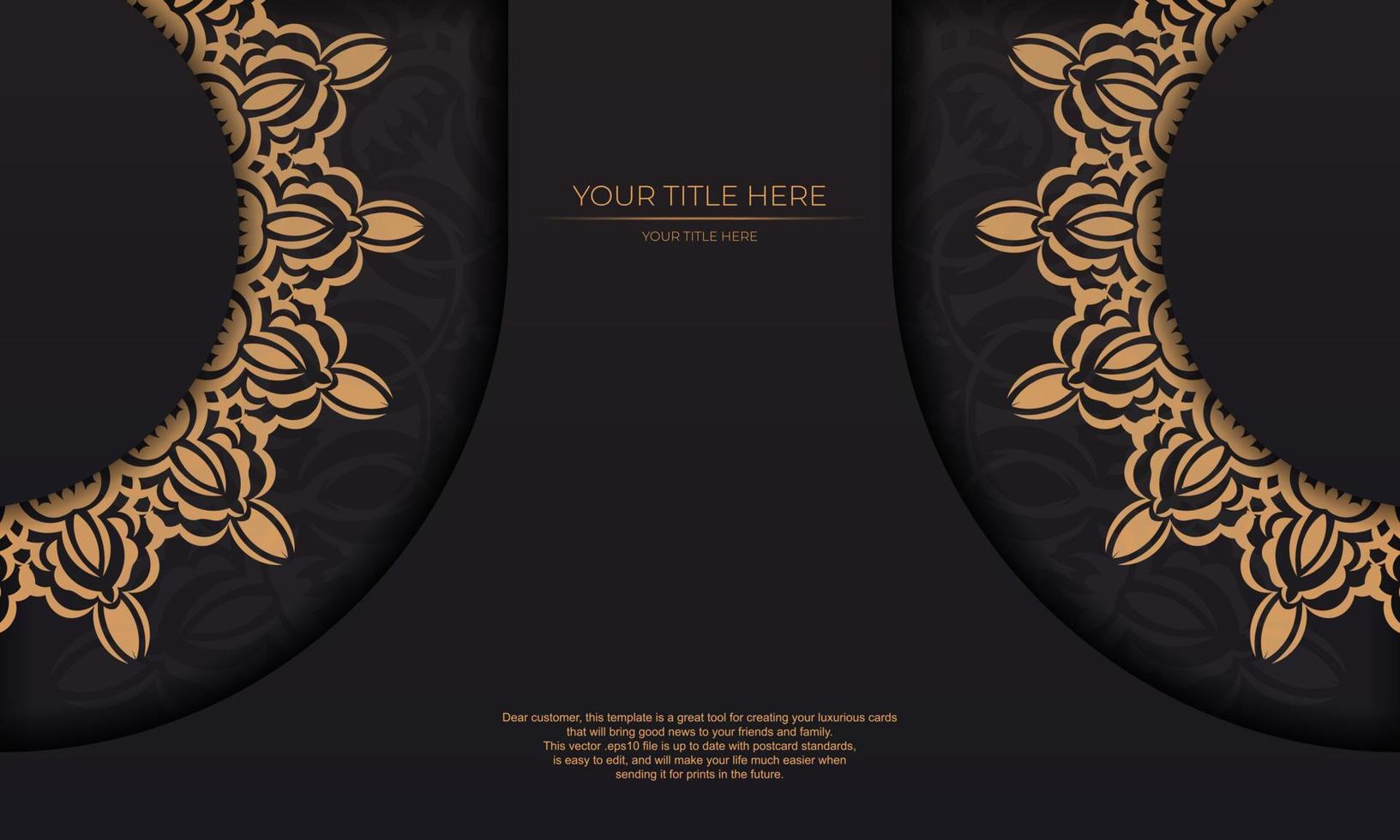 Luxury template banner with vintage ornaments and place under the text. Template for design printable invitation card with mandala patterns. vector