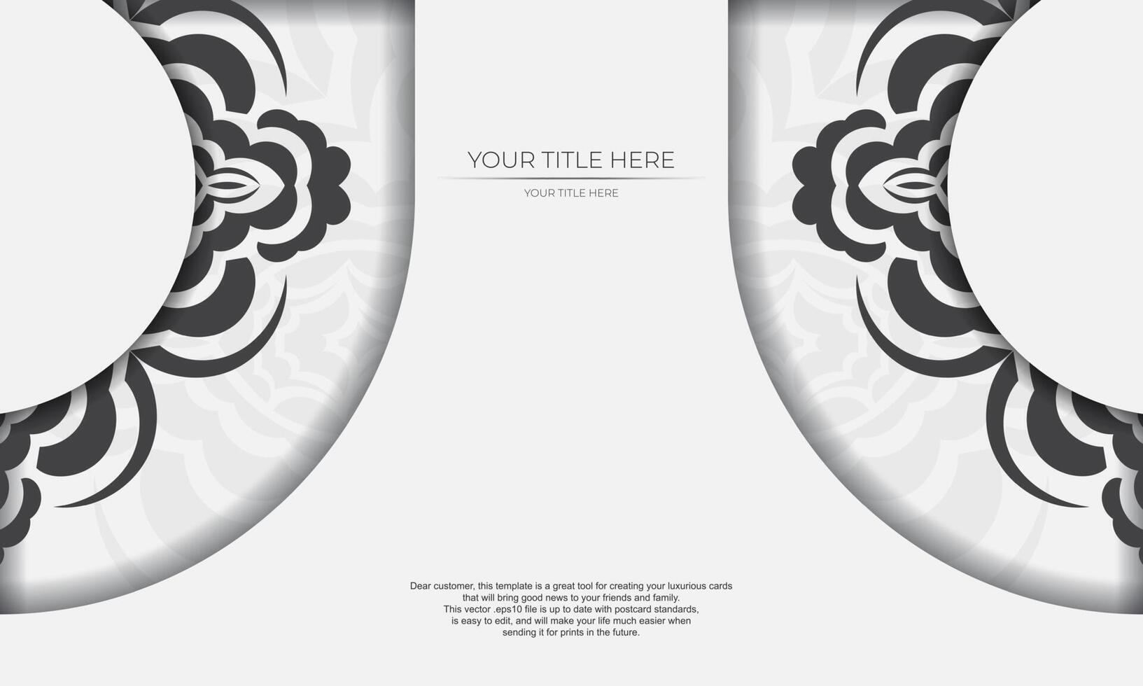 banner de plantilla blanca de magníficos patrones vectoriales con adornos de mandala y lugar debajo del texto. plantilla para diseño de tarjeta de invitación imprimible con patrones de mandala. vector