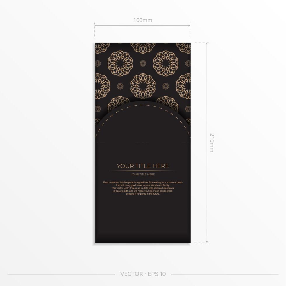 Black and gold card template with ornate pattern vector