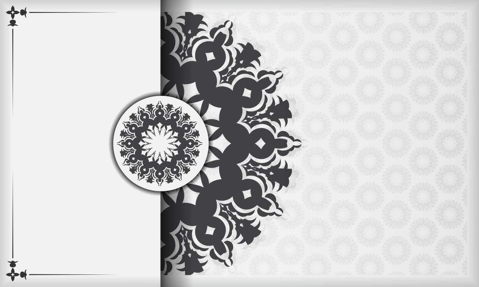 Vector design of invitation card with luxury ornament. White banner with greek luxury ornaments for your design.