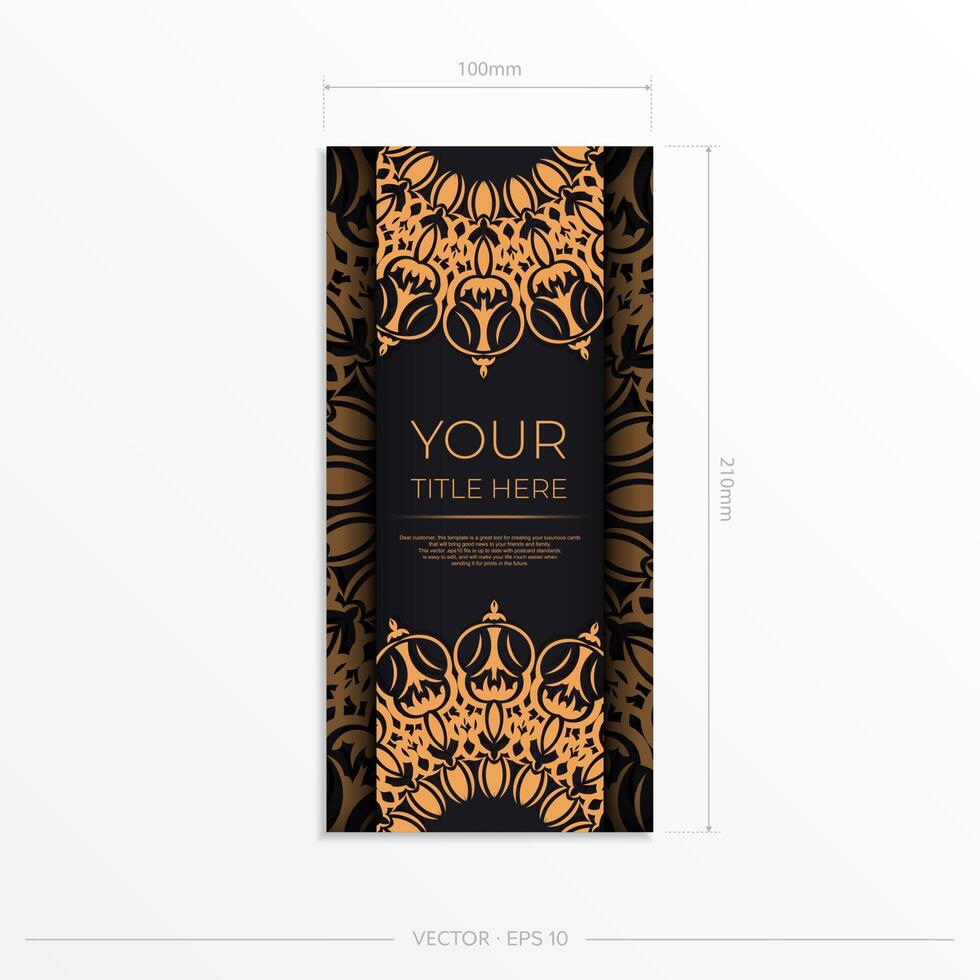 Rectangular postcards in Black with luxurious patterns. Invitation card design with vintage ornament. vector