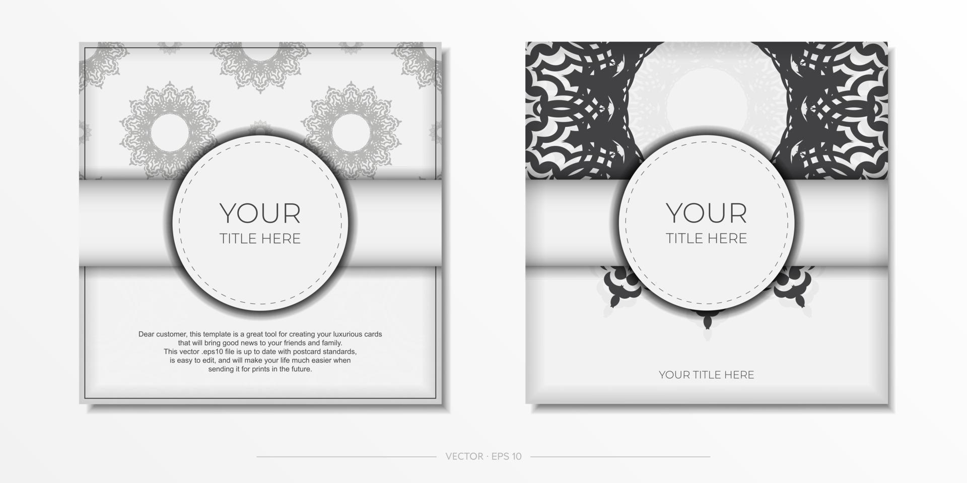 postales vectoriales en blanco con motivos negros. diseño de tarjeta de invitación vector