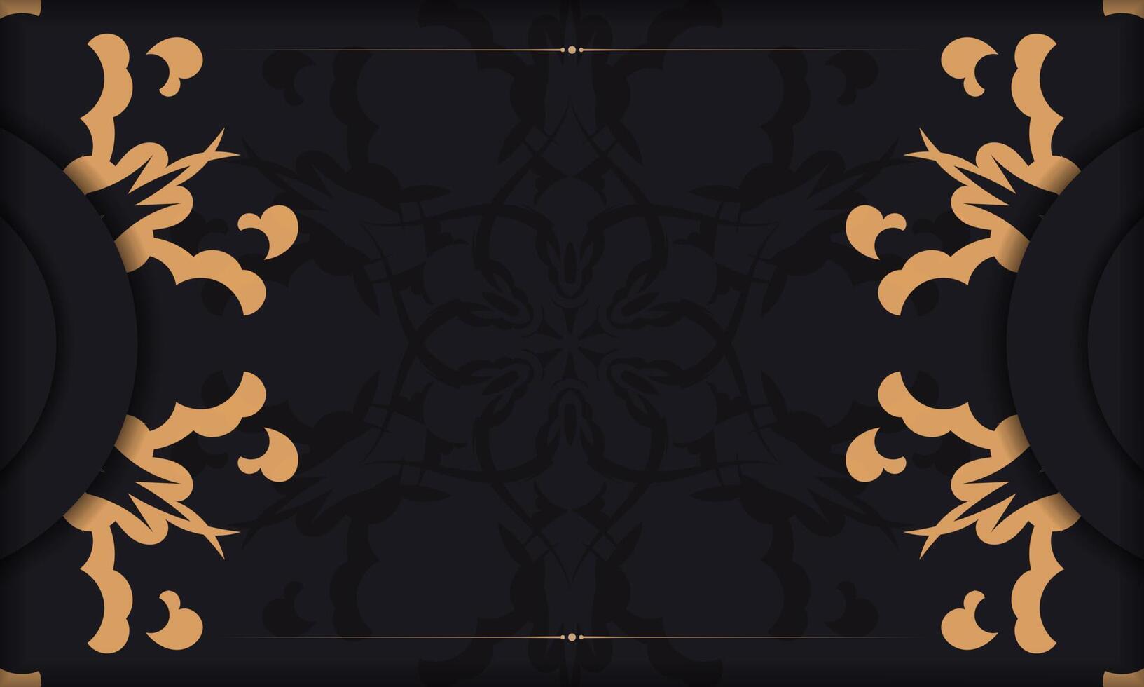 Black template banner with Indian ornaments and place for your text. Print-ready invitation design with mandala ornament. vector