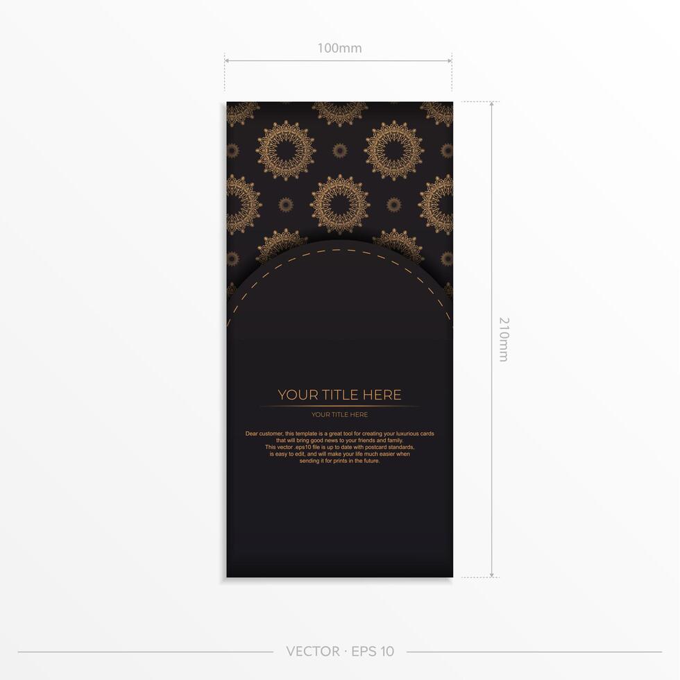 Black and gold card template with a gold pattern vector