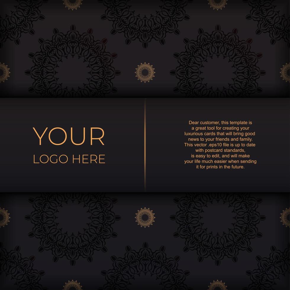 Luxurious Preparing postcards in black with vintage patterns. Template for print design invitation card with mandala ornament. vector